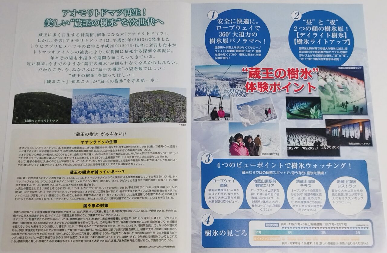 樹氷体験ポイントのパンフレット