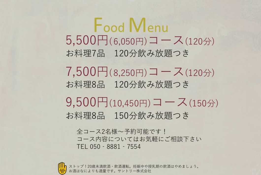 ソソルベメニュー表